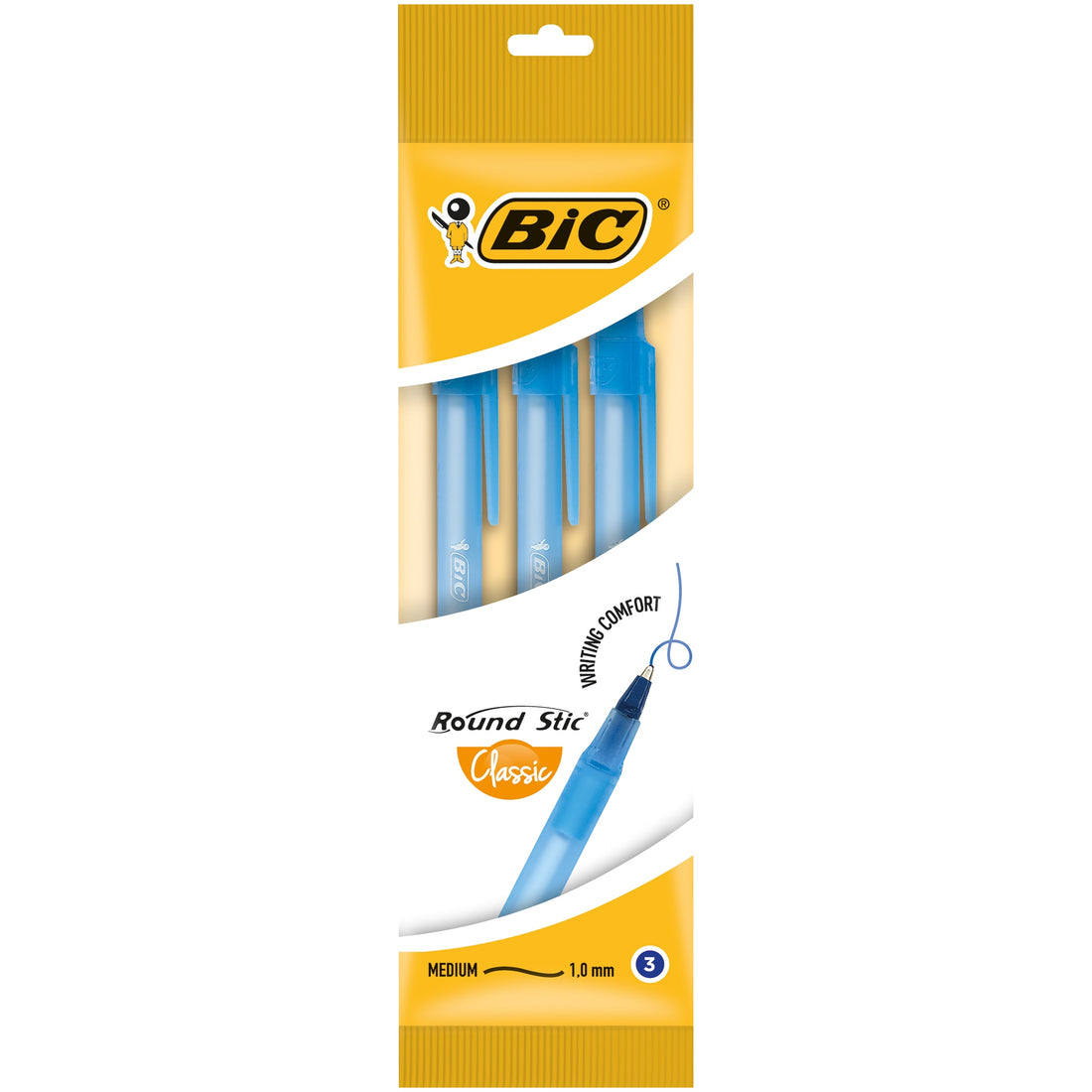 Pix BIC Round Stic, Albastru, 3 buc