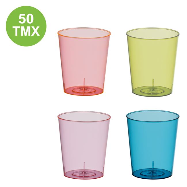 Set pahare pentru shot-uri din plastic, reutilizabile, 50 buc, multicolor, 60 ml, 4,5 x 5 cm