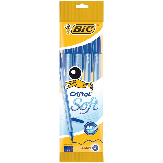 Pix BIC Cristal Soft, Albastru, 4 buc