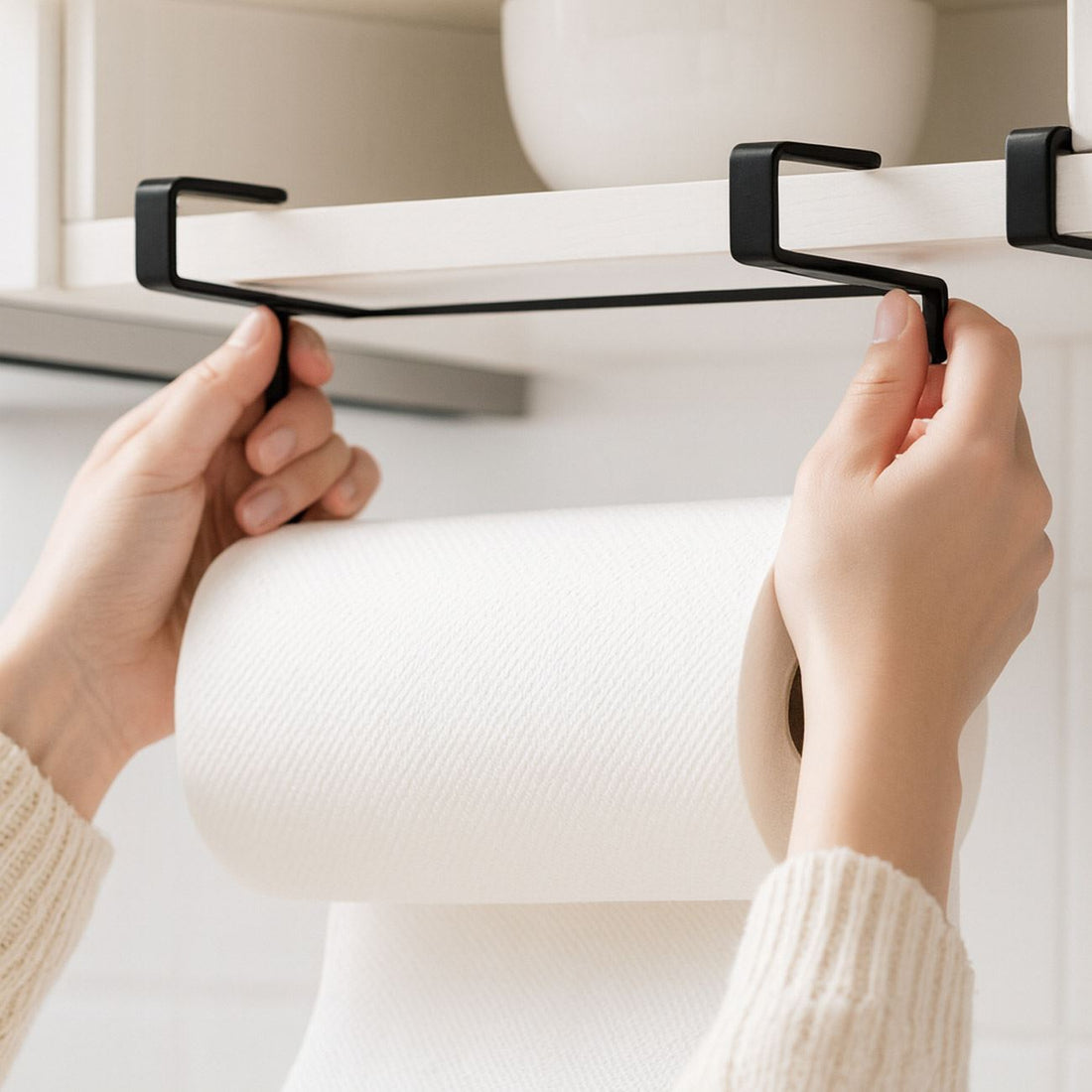 Suport Metalic Negru pentru Hartie de Bucatarie 26cm