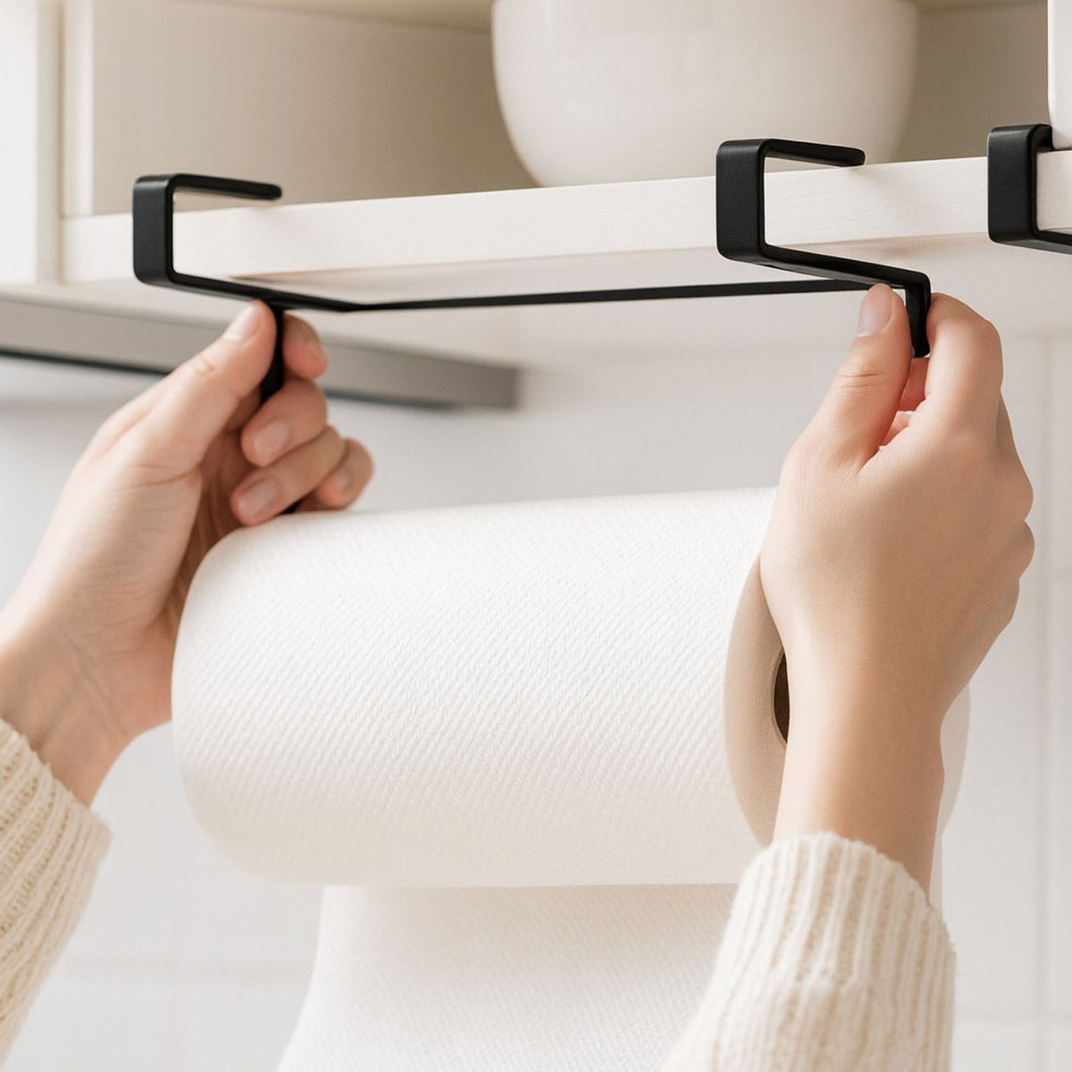 Suport Metalic Negru pentru Hartie de Bucatarie 26cm