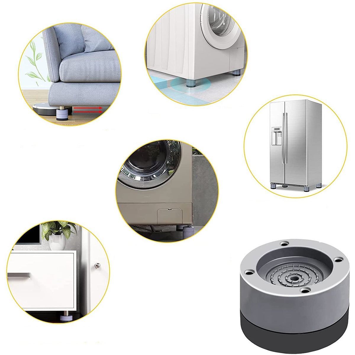Set 4 Picioruse, Anti-Zgomot si Antiderapante pentru Masina de Spalat