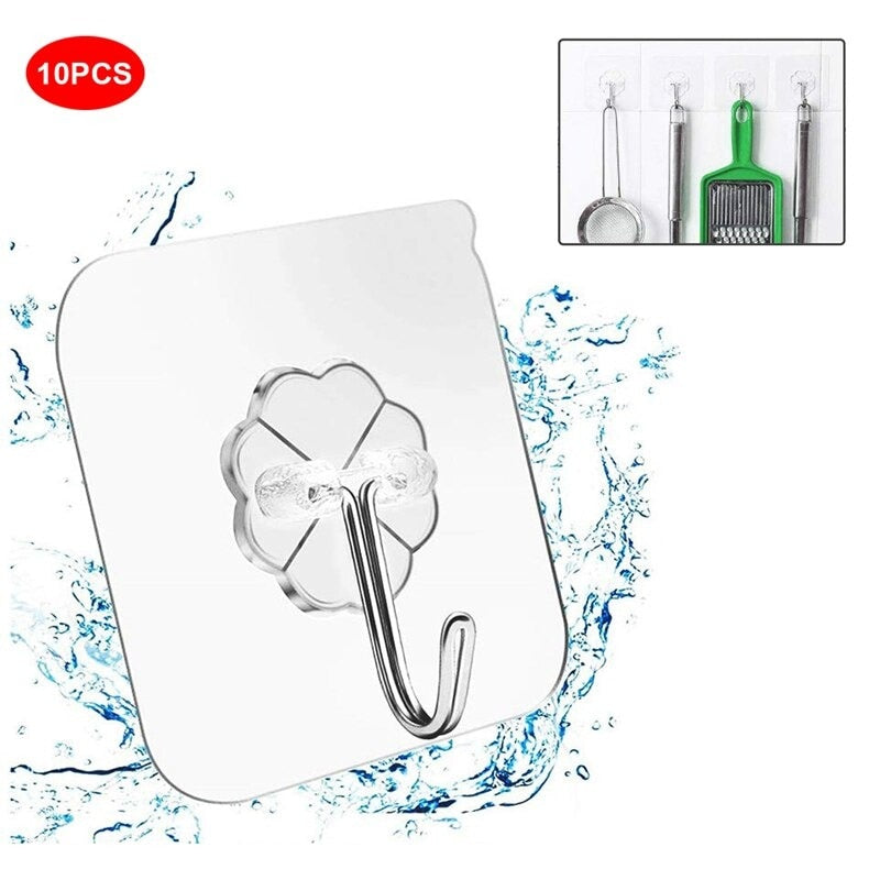 Set 4 Cuiere cu adeziv super rezistent, suport baie, suport prosop/halat, transparent