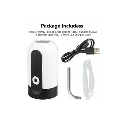Pompa electrica pentru bidonul cu apa, cablu USB inclus, alb/negru, 12.5 x 7 cm