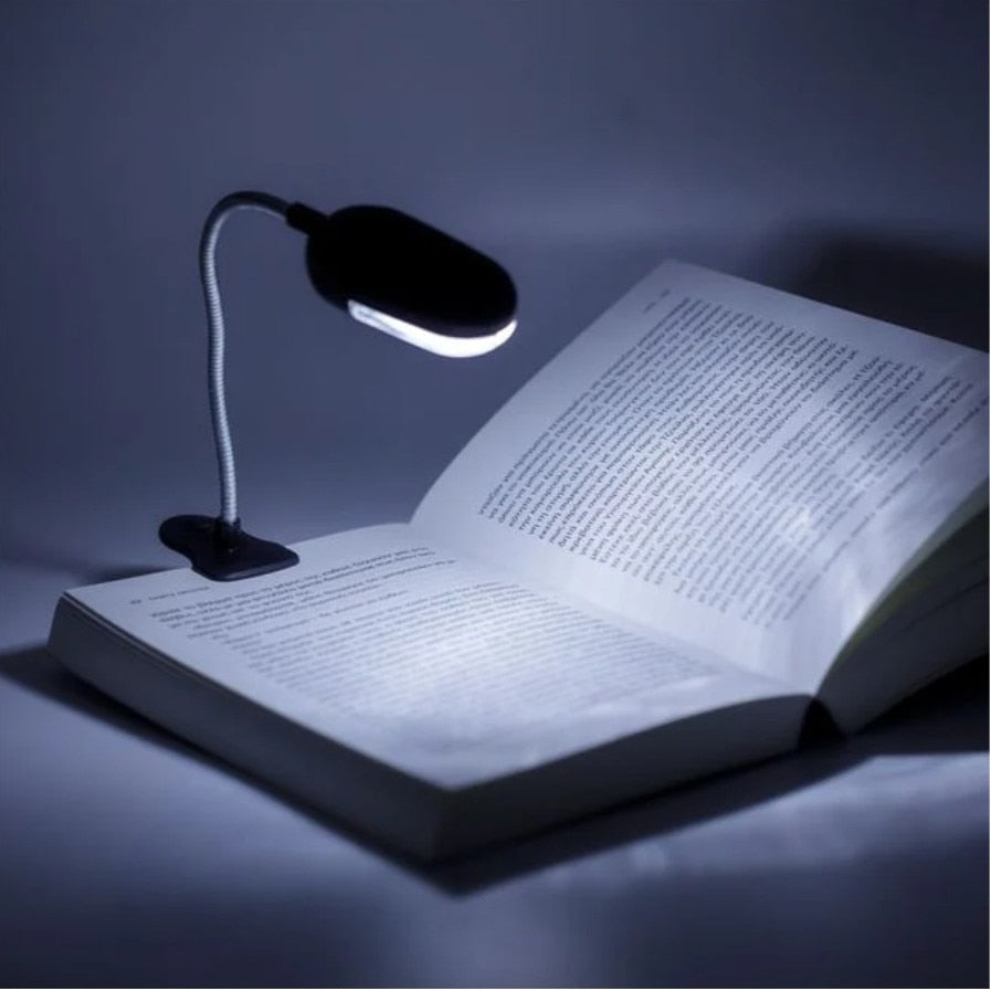 Lanterna de citit, cu clips de prindere si LED alb, neagra, 22x3cm