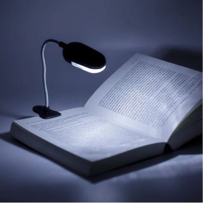 Lanterna de citit, cu clips de prindere si LED alb, neagra, 22x3cm