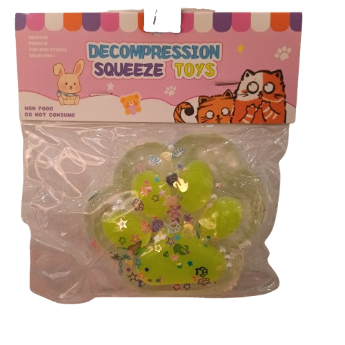 Jucarie squishy moale, cu textura de revenire lenta labuta de pisica mica, verde deschis transparent