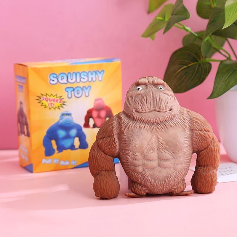 Jucarie Antistres Squishy - Gorila Indestructibila Maro - Moale, Extensibila si Distractiva
