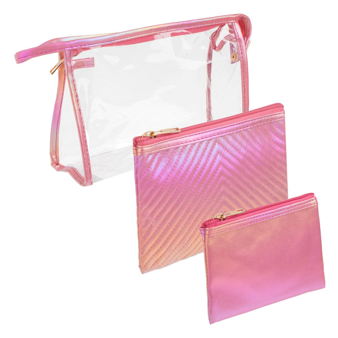 Set Portfarduri de Vara Transparente Fucsia cu Model Rainbow 23x7x14cm - 3buc