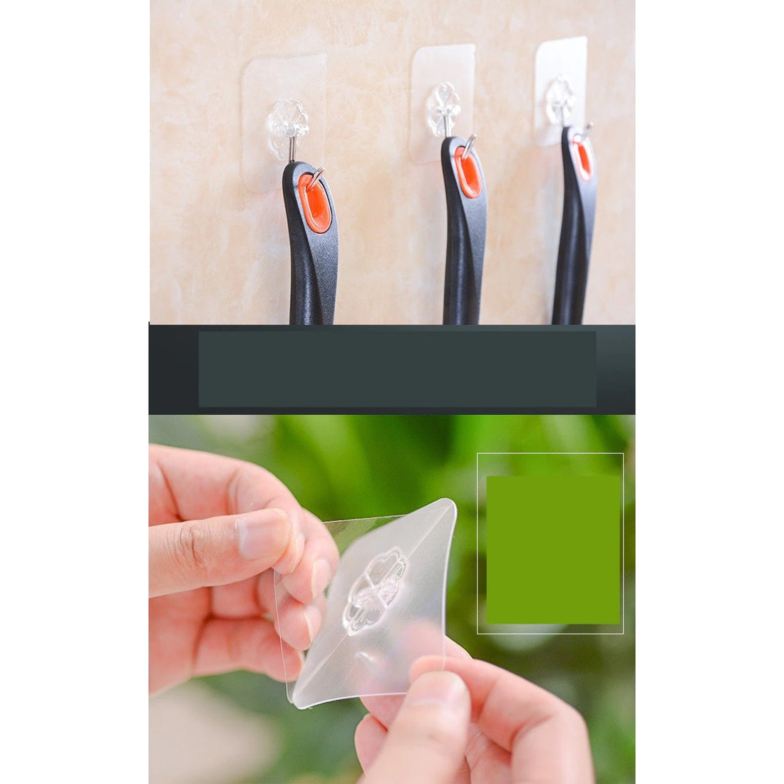 Set 3 Cuiere cu adeziv super rezistent, suport baie, suport prosop/halat, 3 agatatori cuier autoadeziv, transparent