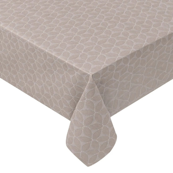 Fata de masa plastifiata, bej cu model frunze, 180 x 140 cm