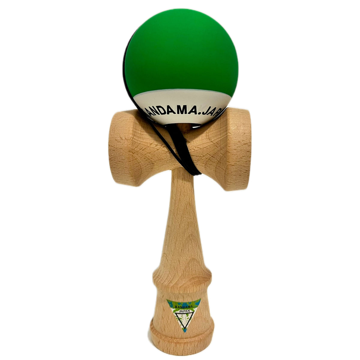 Kendama verde, cu grip din cauciuc și ata lungă, jucărie interactivă din lemn