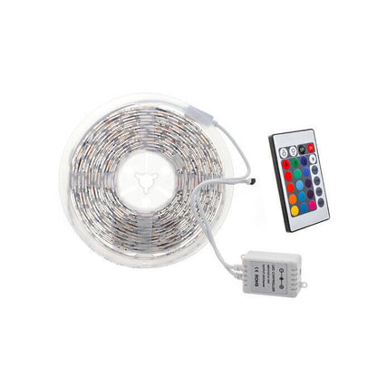 Banda Led Multicolora RGB, Telecomanda 24 taste cu IR, Transformator 2A, 300 LED-uri, Lungime 5m