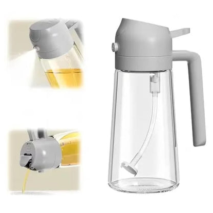 Sticla pentru ulei, Sticla ulei 2 in 1, 470ml, design dual, reutilizabil, alb