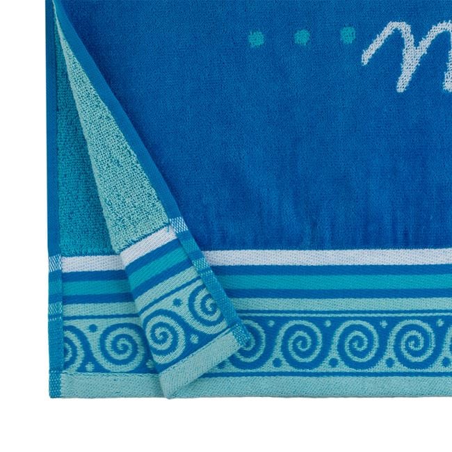 Prosop Plaja din Bumbac Alb Bleu Broasca Testoasa "Sea you Soon" 150x75cm