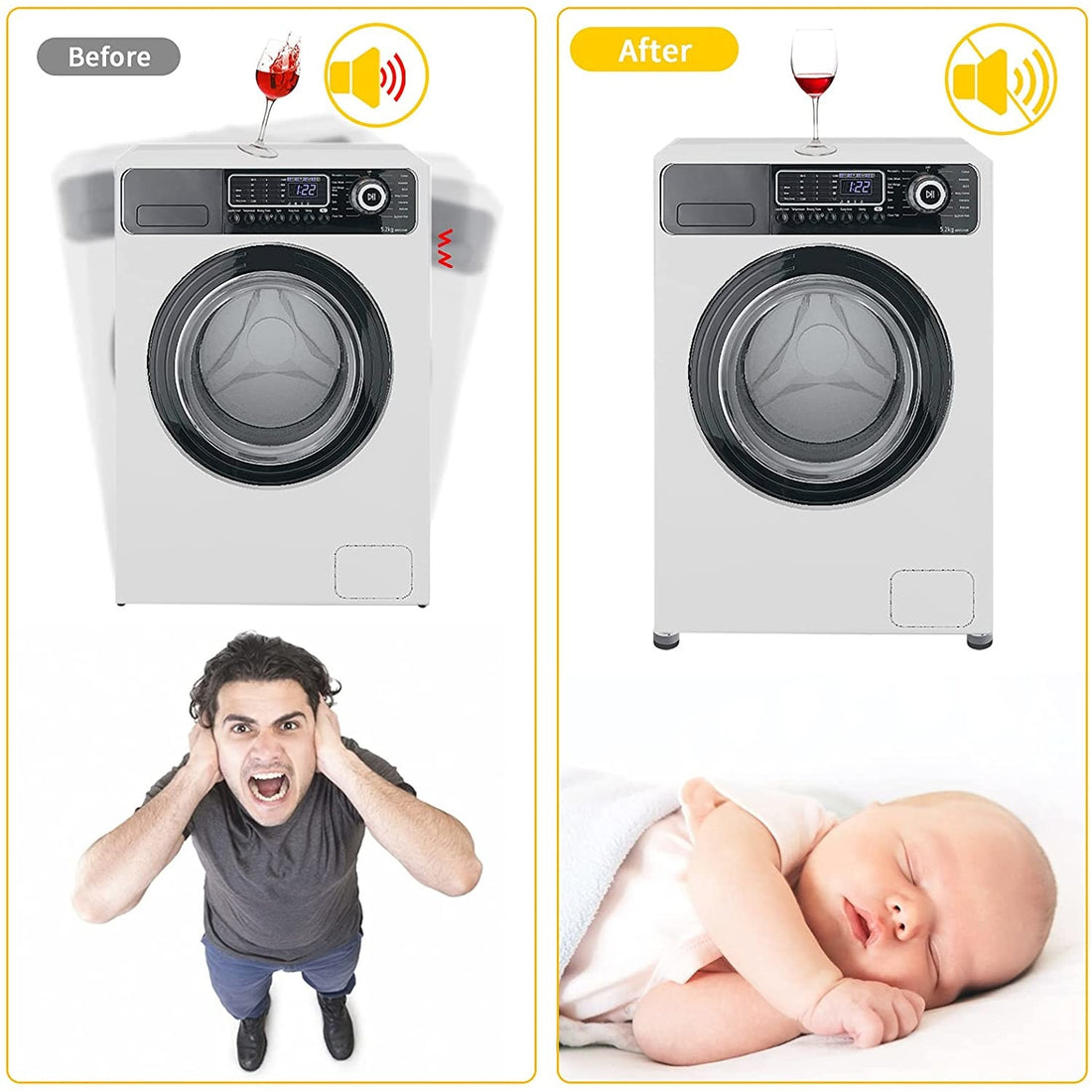 Set 4 Picioruse, Anti-Zgomot si Antiderapante pentru Masina de Spalat
