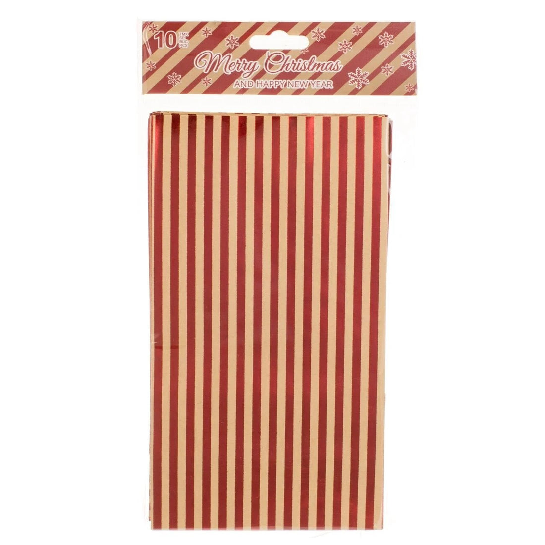 Set de pungi dulciuri din hartie kraft roșii cu dungi, 12x8x23cm, 10buc