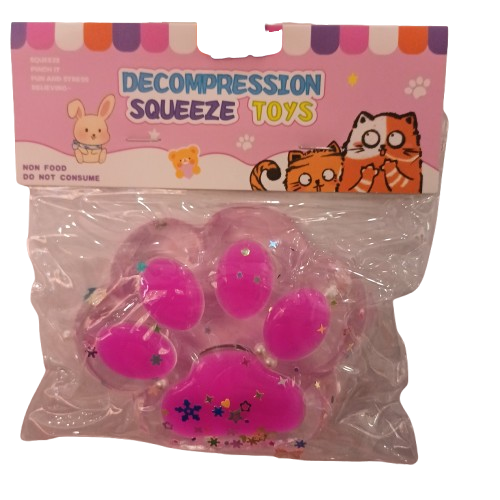 Jucarie squishy labuta de pisica mica, revenire lenta, roz transparent