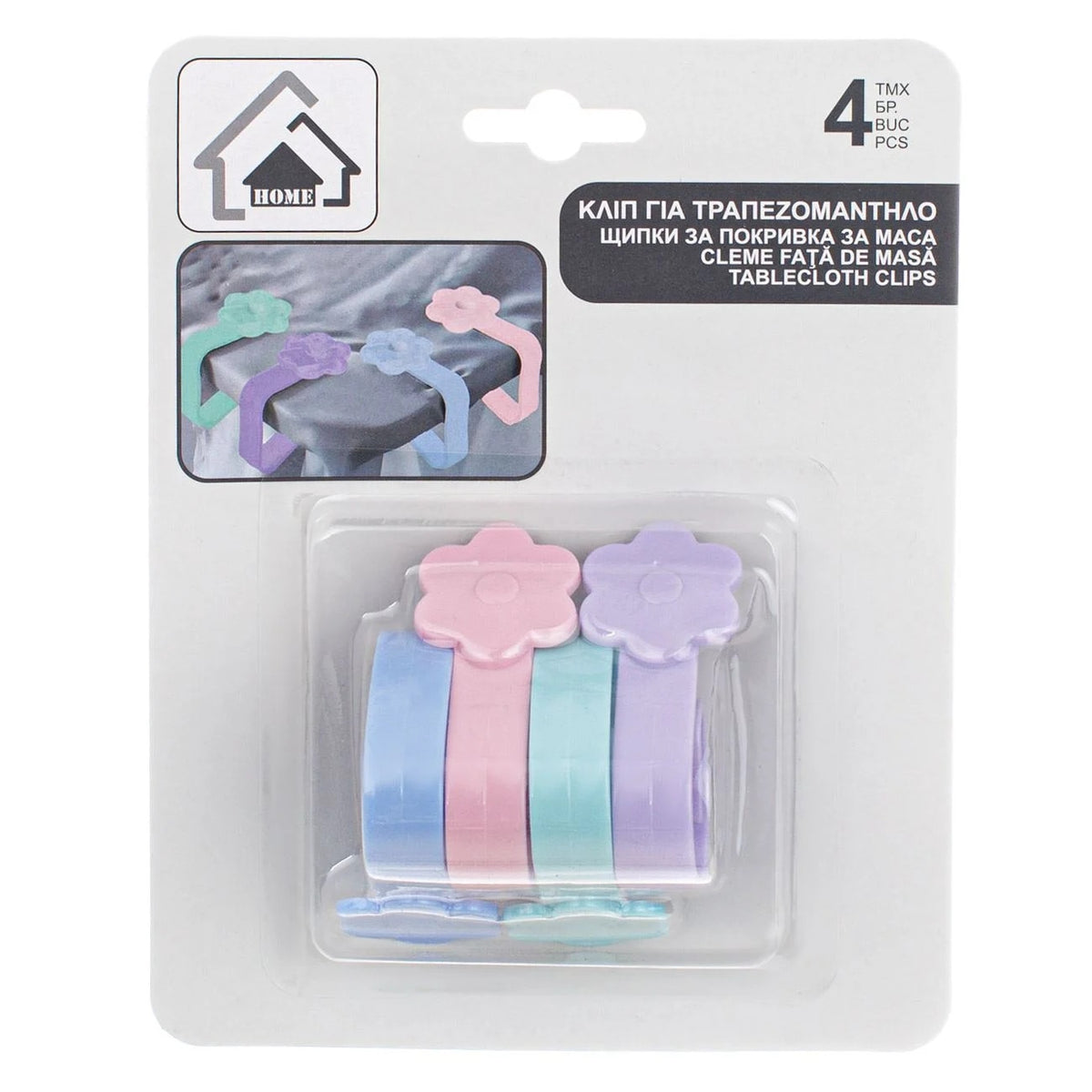 Cleme din Plastic Flori Colorate Fixare Fata de Masa - 4buc, DAMO
