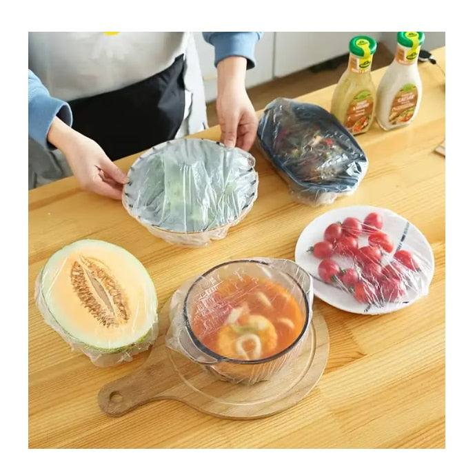 Set folii tip capace cu elastic de unica folosinta pentru conservare alimente, 45cm- 60 buc