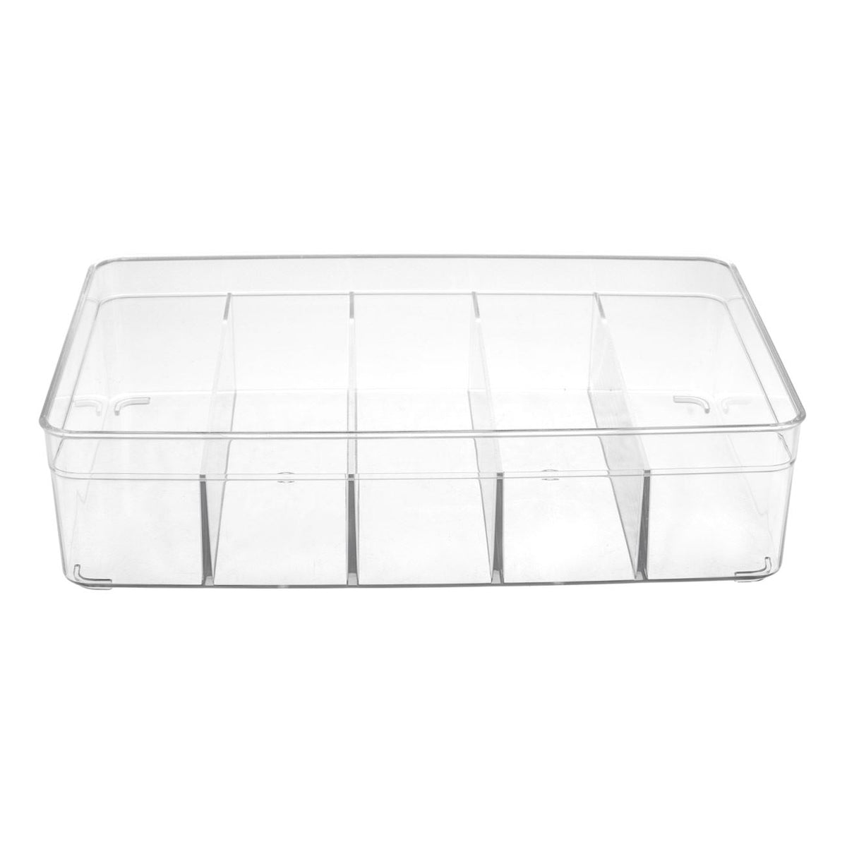Organizator pentru sertar, 5 compartimente, plastic, transparent, 30x21x7.5cm