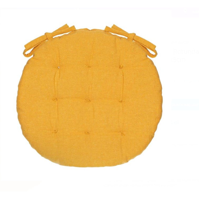 Perna Scaun Rotunda din Bumbac Galben Mustar Ø38x5cm