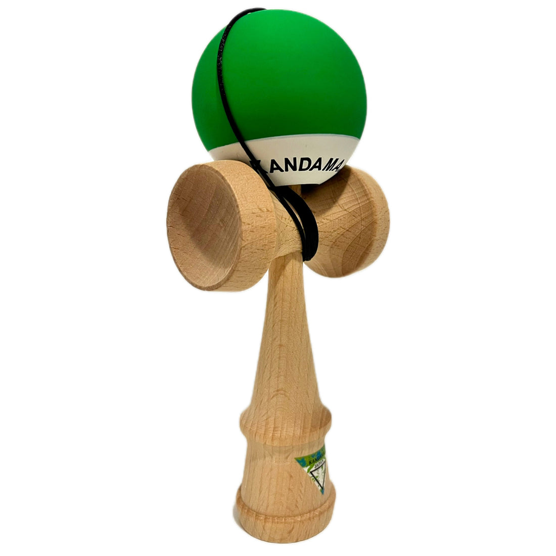 Kendama verde, cu grip din cauciuc și ata lungă, jucărie interactivă din lemn