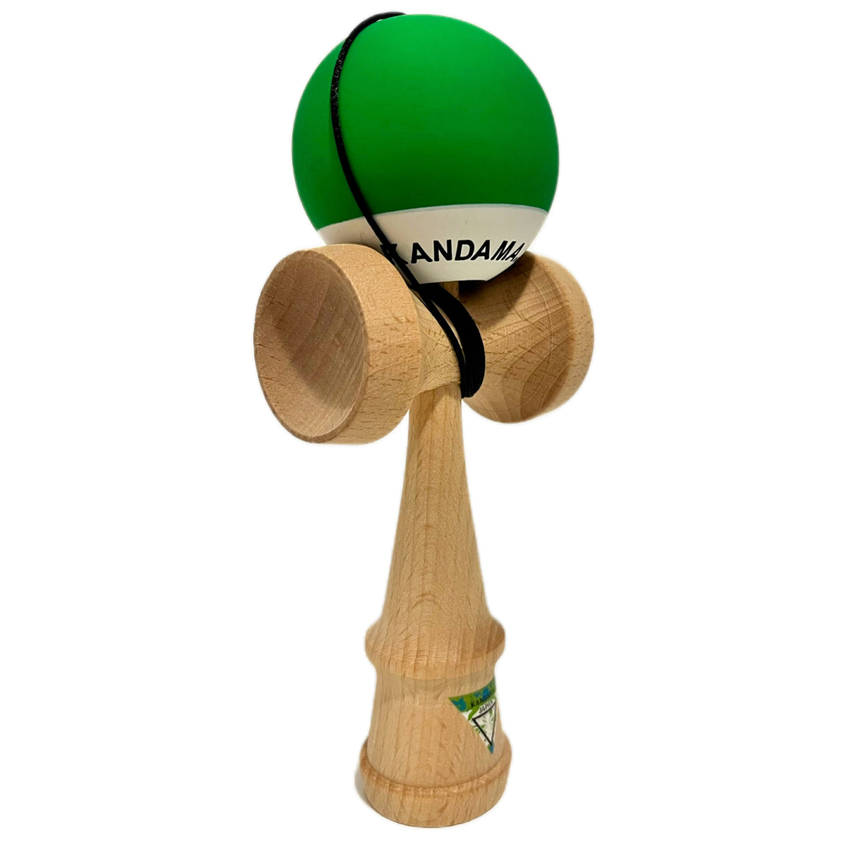 Kendama verde, cu grip din cauciuc și ata lungă, jucărie interactivă din lemn