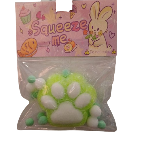 Jucarie squishy moale, cu textura de revenire lenta labuta de pisica mica, cu puf, verde