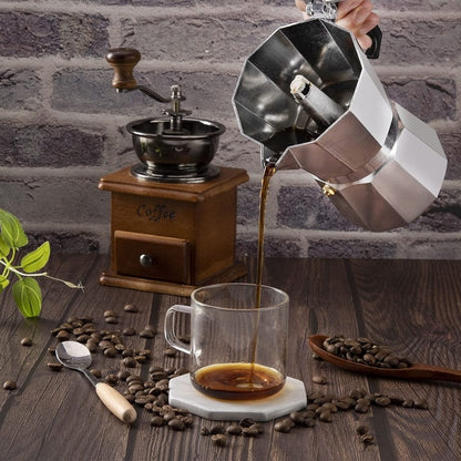 Cafetiera espresso Moka, pentru aragaz, din aluminiu, capacitate 6 cesti, Argintiu/Negru