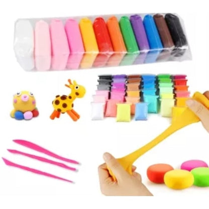 Set Plastilina inteligenta, Modelling Clay, 12 pungi, multicolora, cu accesorii, 120 grame
