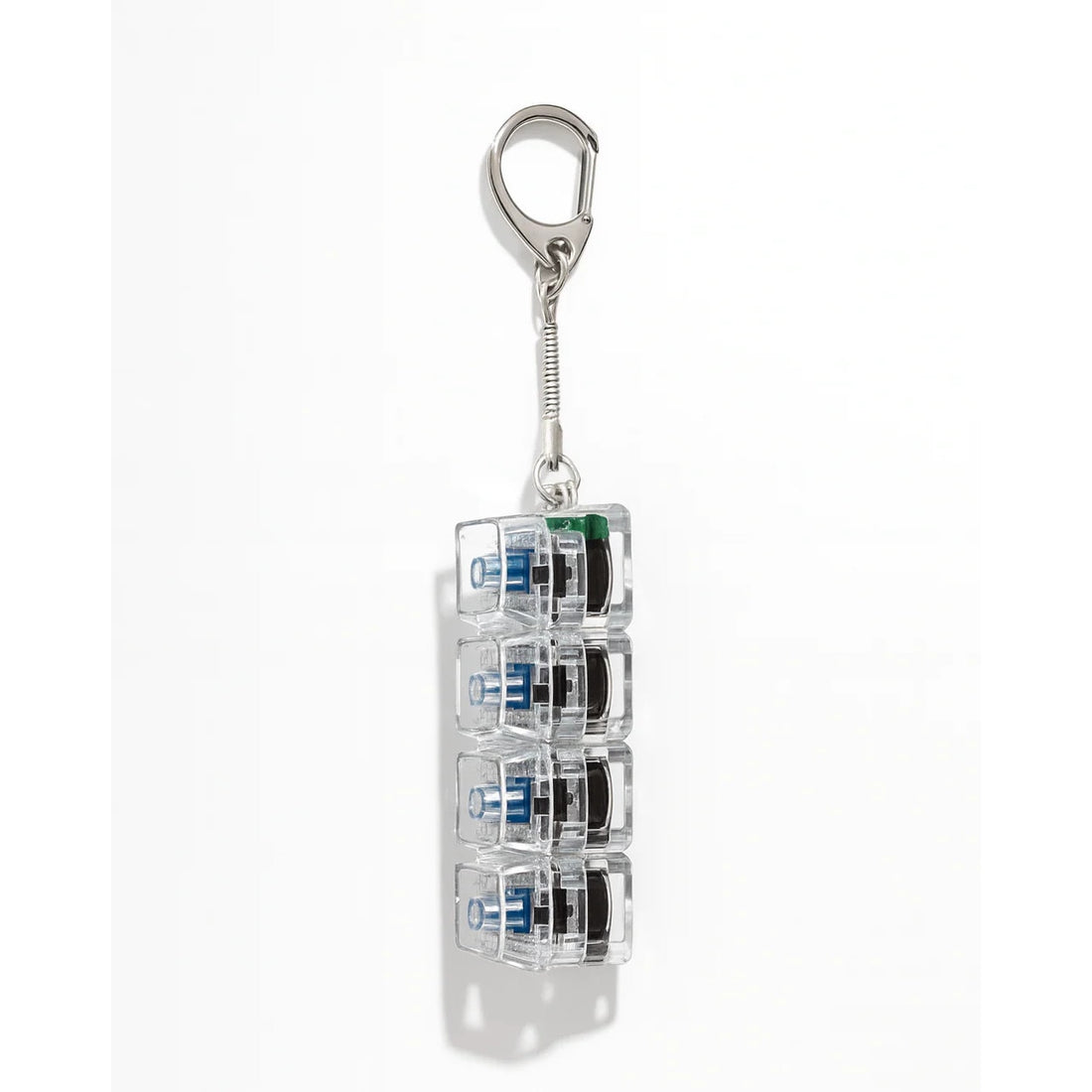 Breloc Antistres cu 4 Taste Mecanice, Jucarie Fidget cu Lumini LED Multicolore, Clicky Switch, Transparent