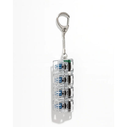 Breloc Antistres cu 4 Taste Mecanice, Jucarie Fidget cu Lumini LED Multicolore, Clicky Switch, Transparent