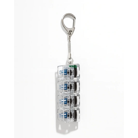 Breloc Antistres cu 4 Taste Mecanice, Jucarie Fidget cu Lumini LED Multicolore, Clicky Switch, Transparent