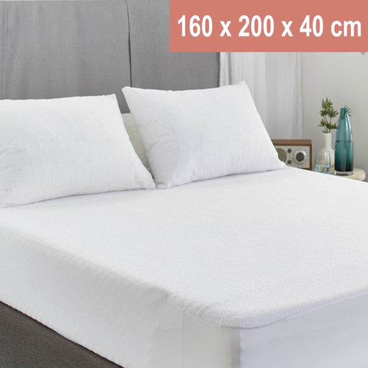 Cearceaf impermeabil alb dublu 160x200x40cm