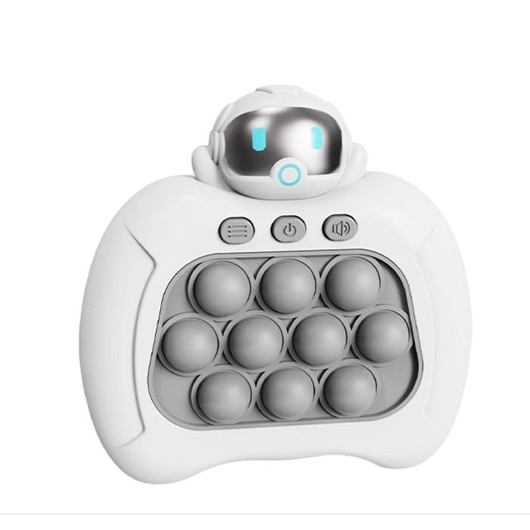 Jucarie Pop It Astronaut, jucarie senzoriala anti-stres din silicon non-toxic, portabila pentru concentrare si relaxare, alb/