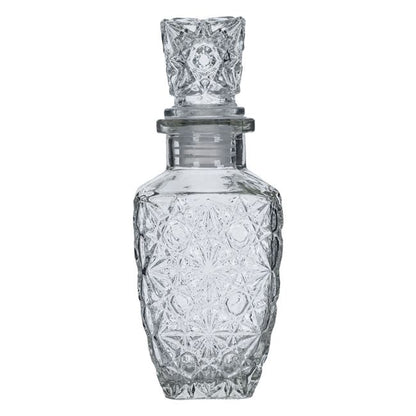 Recipient Lichior din Sticla Design in Relief, culoare Transparent, 250 Ml, 6,5x6,5x17,5 Cm