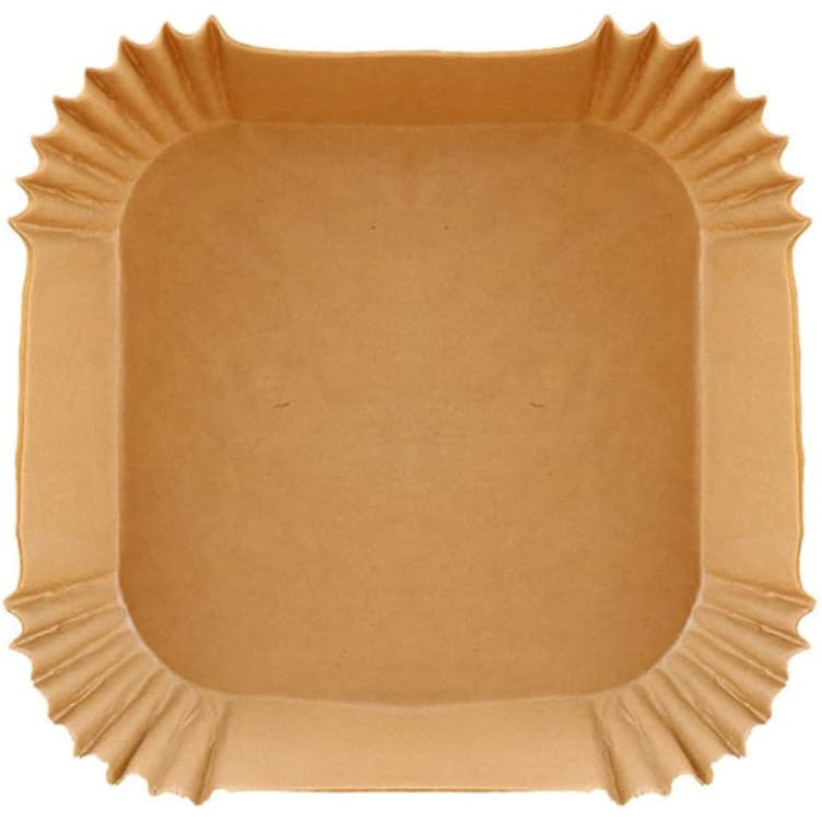 Set 100 hartii de copt pentru air fryer, Termorezistent, Maro 16 x 16 x 4.5 cm, patrat