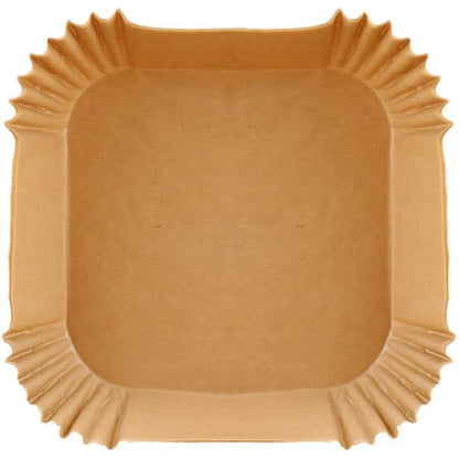 Set 100 hartii de copt pentru air fryer, Termorezistent, Maro 16 x 16 x 4.5 cm, patrat