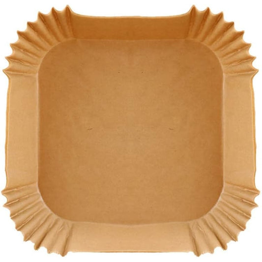 Set 100 hartii de copt pentru air fryer, Termorezistent, Maro 16 x 16 x 4.5 cm, patrat