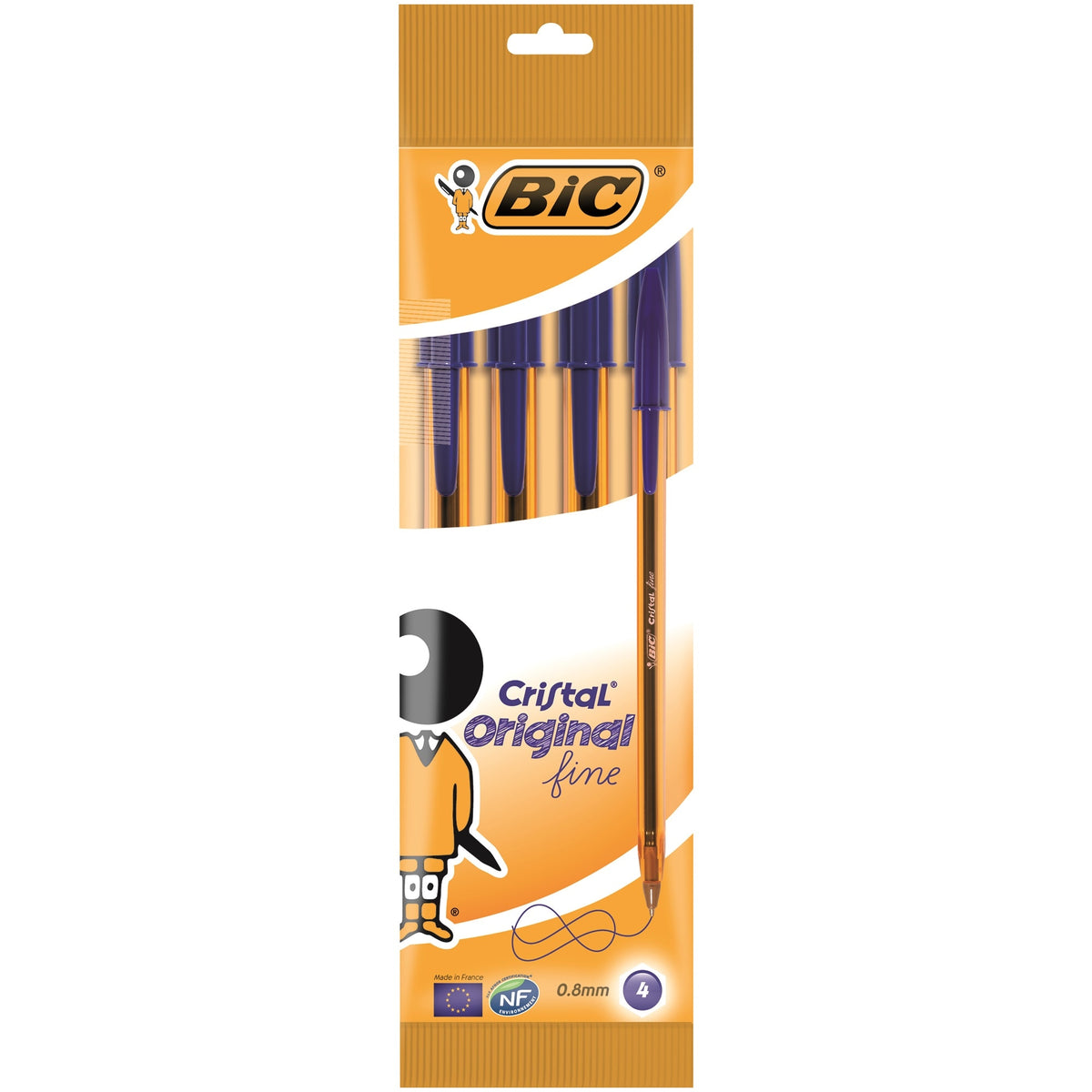 Pix Bic Cristal Fine albastru, 4 buc/set