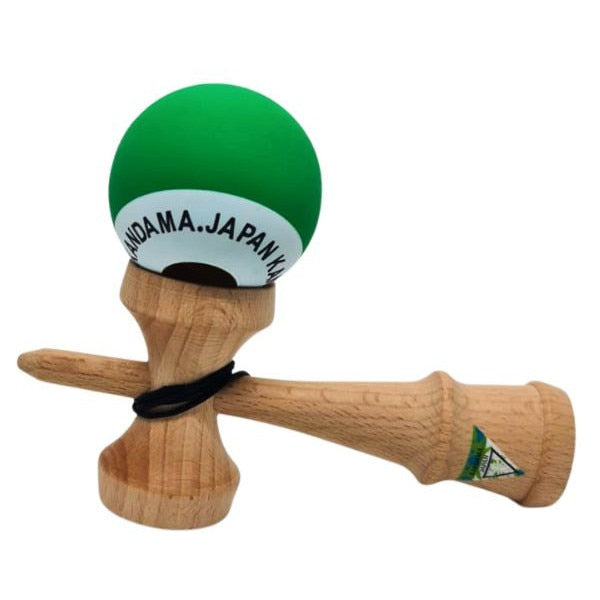 Kendama profesională 18 cm, lemn natural, bila grip anti-alunecare, verde mat, pentru copii de 6-9 ani