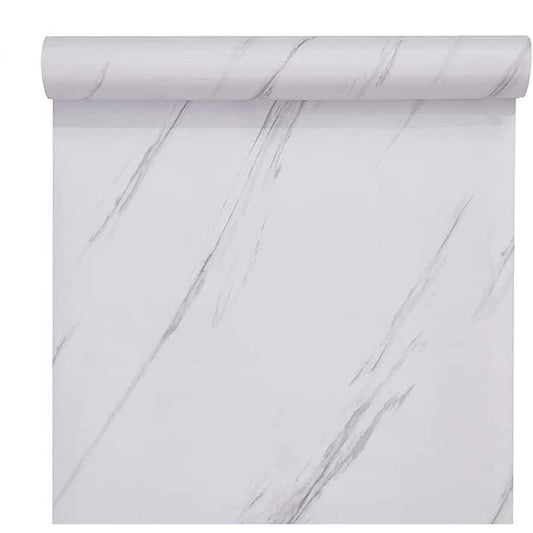 Tapet autoadeziv tip marmura, alba, 60x 300 cm