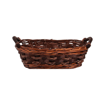 Cos Decorativ din Bambus Oval de Culoare Inchisa 32x21x14cm