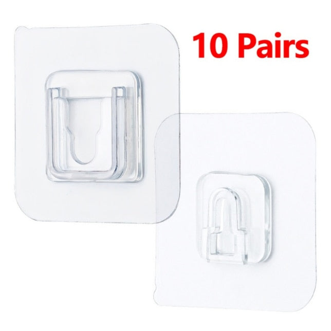Set 10 Carlig Dublu Autoadeziv 6 x 6 x 1 cm