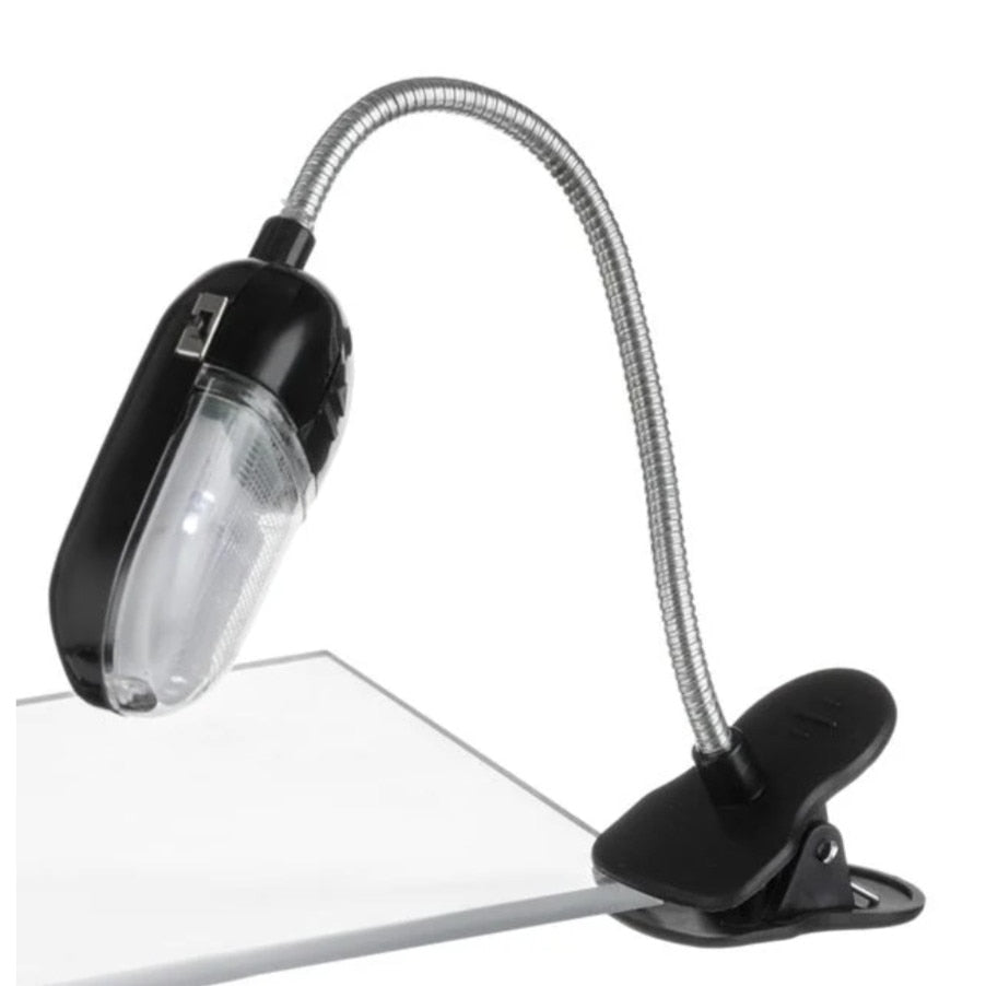 Lanterna de citit, cu clips de prindere si LED alb, neagra, 22x3cm