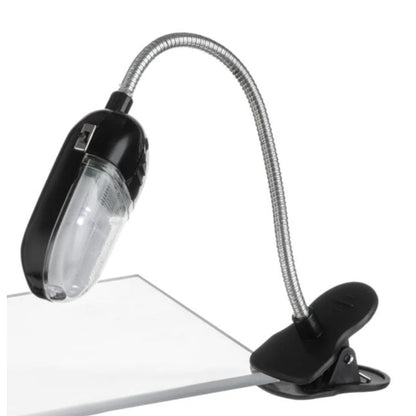 Lanterna de citit, cu clips de prindere si LED alb, neagra, 22x3cm