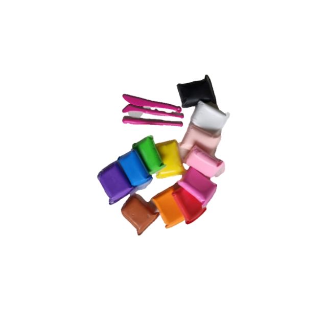 Set Plastilina Inteligenta, Magic Clay, 12 Pungi, cu Accesorii de Modelare, Multicolor, + 3 ani