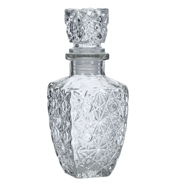 Recipient Lichior din Sticla Design in Relief, culoare Transparent, 250 Ml, 6,5x6,5x17,5 Cm