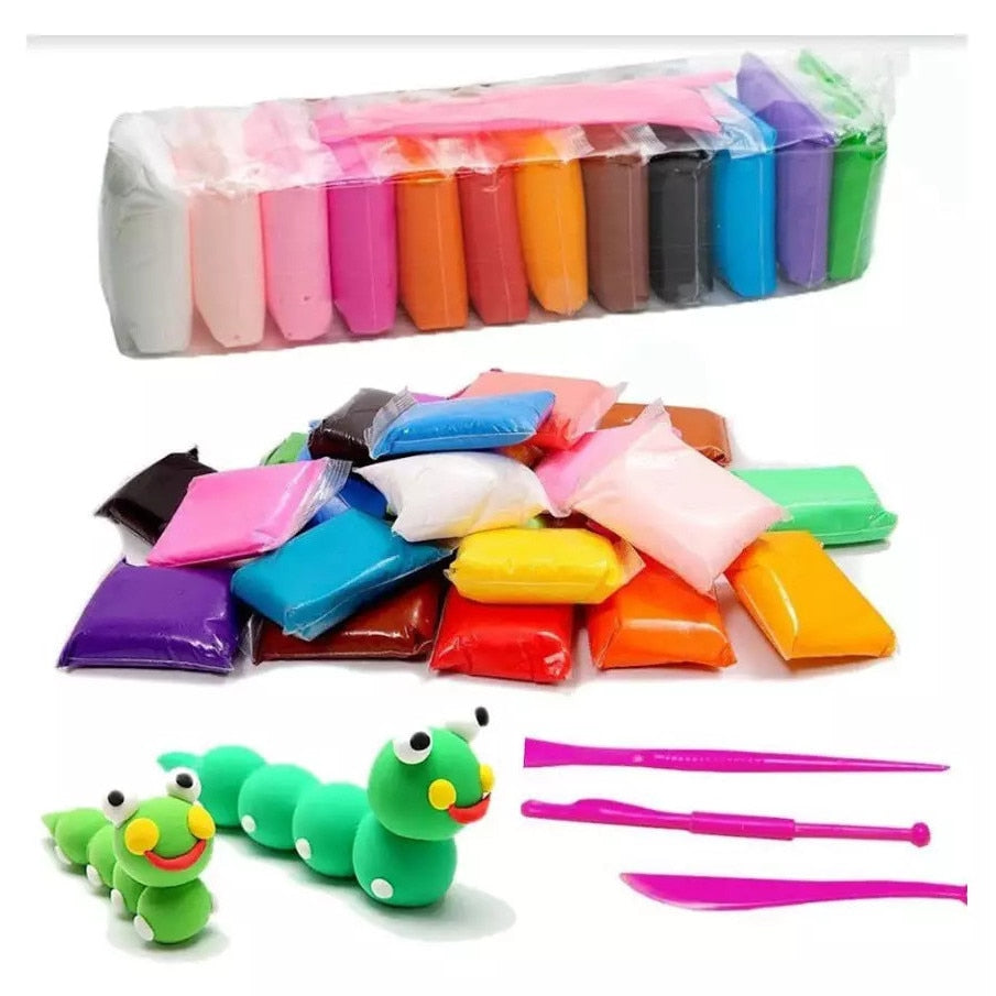 Set 12 plastilina inteligenta, modelatoare magicul clay, multicolora, accesorii modelare incluse